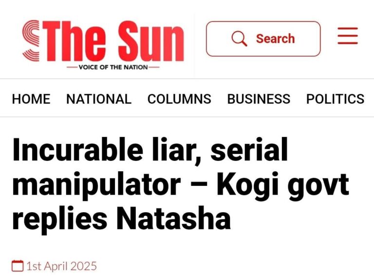 Incurable Liar, Serial Manipulator – Kogi Govt Replies Natasha